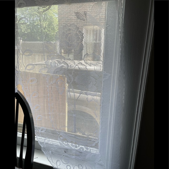 White Lace Look Half Window Curtains - Picture 6 of 9